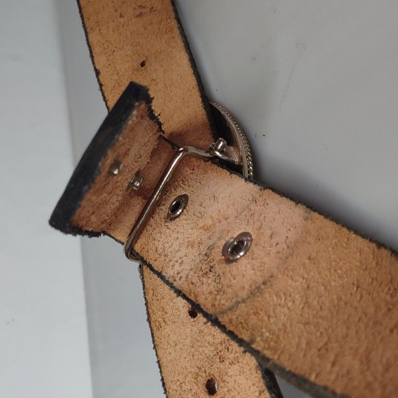 MONTANA SILVERSMITHS western leather belt Grandpa embossed buckle removable - Picture 10 of 12